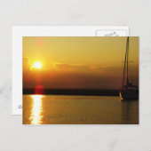 帆船の夕日はがき ポストカード (正面/裏面)