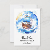 帆船の夢:航海の男の赤ちゃんシャワー サンキューカード (正面)