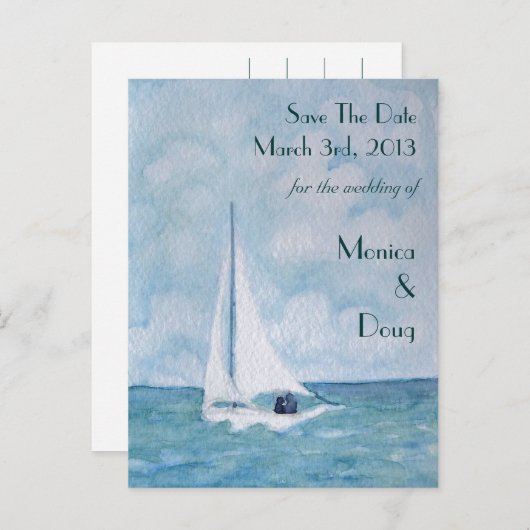 帆船の恋人たち、日付のはがきを保存 案内ポストカード (正面/裏面)