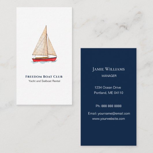 帆船の水彩名刺 名刺 (正面/裏面)