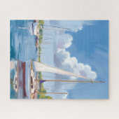 帆船の湾 | 海岸の水彩画 ジグソーパズル (横)