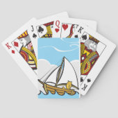 帆船の漫画に描かれた不機嫌おもしろいな航海の猫 トランプ (裏面)