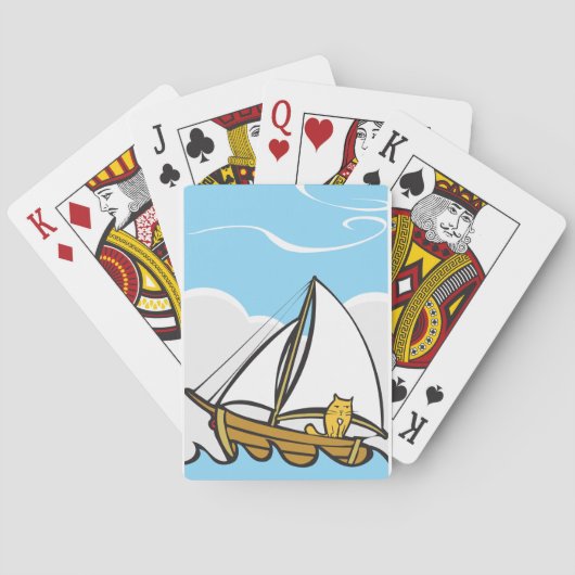 帆船の漫画に描かれた不機嫌おもしろいな航海の猫 トランプ (裏面)