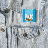 帆船の漫画に描かれた不機嫌おもしろいな航海の猫 缶バッジ