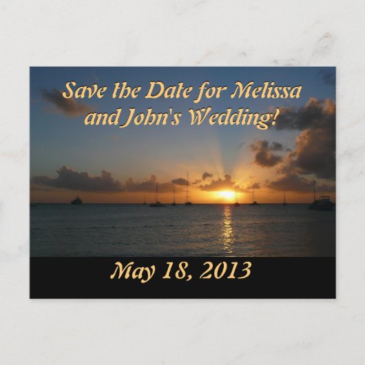 帆船はがき付き日没 案内ポストカード (正面)