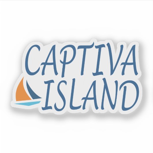 帆船をモチーフにしたCaptiva島 シール (正面)