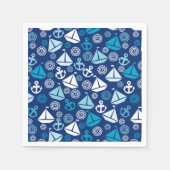 帆船を使った漫画の模様 スタンダードカクテルナプキン (正面)