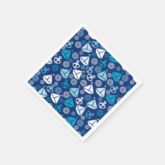 帆船を使った漫画の模様 スタンダードカクテルナプキン (角)