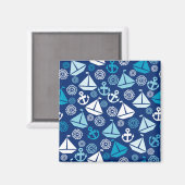 帆船を使った漫画の模様 マグネット (正面/裏面)