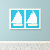 帆船を背景にしたターコイズ キャンバスプリント (インサイチュ (ウッドフロア))