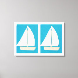 帆船を背景にしたターコイズ キャンバスプリント