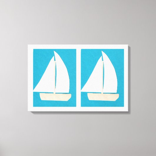 帆船を背景にしたターコイズ キャンバスプリント (正面)