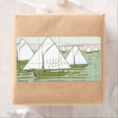 帆船を貼り付けヴィンテージシースケープラベル ラベル (インサイチュ)