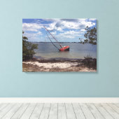 帆船アグラウンド キャンバスプリント (インサイチュ (ウッドフロア))