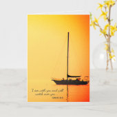 帆船アットサンセット悔やみや弔慰 カード (黄色い花)