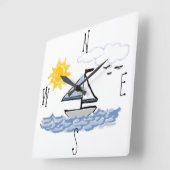 帆船アニメ航海のート スクエア壁時計 (傾斜)