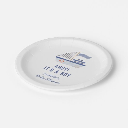 帆船アホイ！男の子のシャワーだ ペーパープレート (アングル)