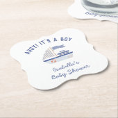 帆船アホイ！男の子の赤ちゃんシャワー ペーパーコースター (アングル)