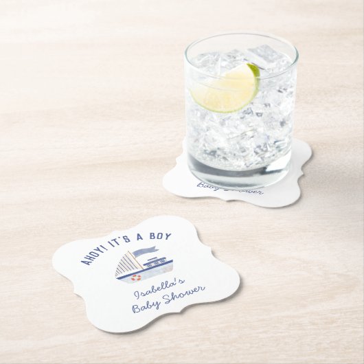 帆船アホイ！男の子の赤ちゃんシャワー ペーパーコースター (インサイチュ)