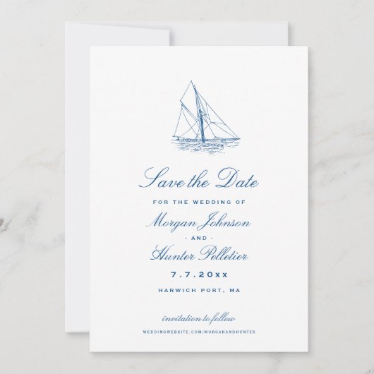 帆船エレガントネイビー結婚ルの写真 セーブザデート (正面)