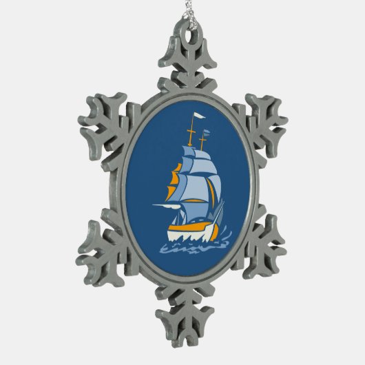 帆船カスタムオーナメント スノーフレークピューターオーナメント (左)