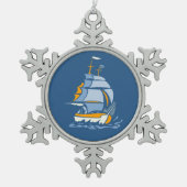 帆船カスタムオーナメント スノーフレークピューターオーナメント (正面)