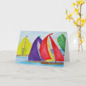 帆船カラフルグリーティン航海のグカード カード (黄色い花)