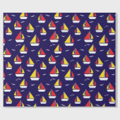 帆船カラフル船航海のパターン（の模様が）ある ラッピングペーパー (フラット)