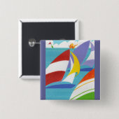 帆船カラフル船 缶バッジ (正面&裏面)