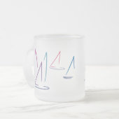 帆船カラフル霜マグカップ フロストグラスマグカップ (正面左)