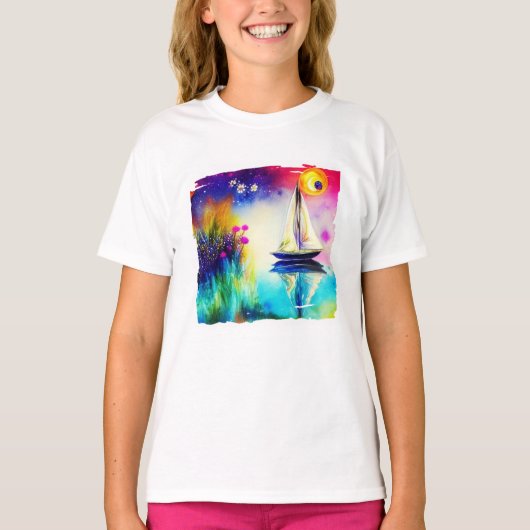 帆船カラフルTシャツ Tシャツ (正面)