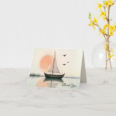 帆船サンセットとシーグルス悔やみや弔慰サンキューサンキュー カード (黄色い花)