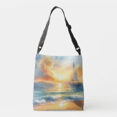 帆船サンセット海水彩画 クロスボディバッグ (裏面)