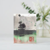 帆船シルエットカ空白のード ポストカード (スタンド正面)