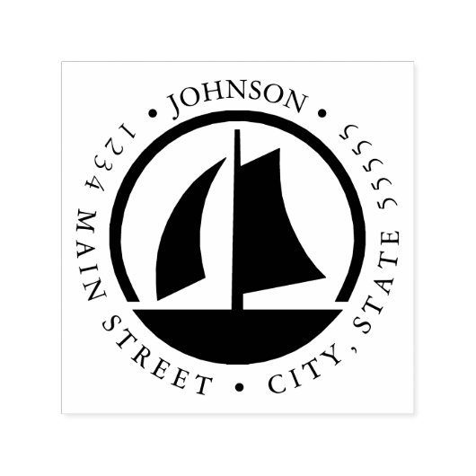 帆船シルエットリターンラベル セルフインキングスタンプ (デザイン)