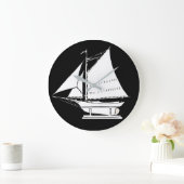帆船シルエット ラージ壁時計 (ホーム)