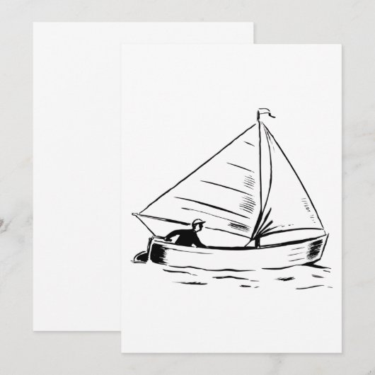 帆船スケッチ 招待状 (正面/裏面)