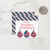 帆船ストライプのギフト囲いカード ノートカード (正面/裏面インサイチュ)