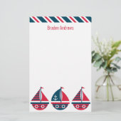 帆船ストライプの文具パーソナライズされた (スタンド正面)