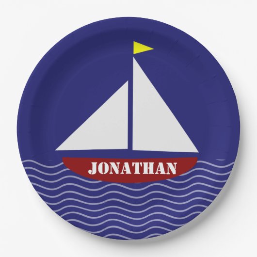 帆船セーリングデザイン紙プレート ペーパープレート (正面)