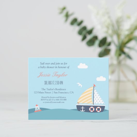 帆船テーマベビーシャワー招待状 招待状 (スタンド正面)