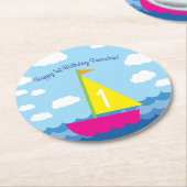 帆船バースデーパーティー ラウンドペーパーコースター (アングル)