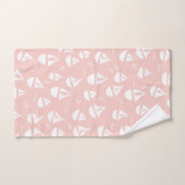 帆船パターンピンクホワイト バスタオルセット (ハンドタオル)