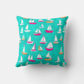 帆船パターンピンク&アクア クッション (裏面)
