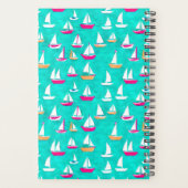 帆船パターンピンク&ティール（緑がかった色） プランナー手帳 (裏面)
