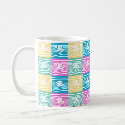 帆船パターン コーヒーマグカップ (左)