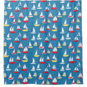 帆船パターン シャワーカーテン (正面)