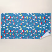 帆船パターン ビーチタオル (正面)