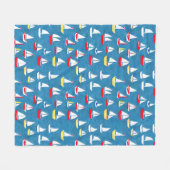 帆船パターン フリースブランケット (正面(横))