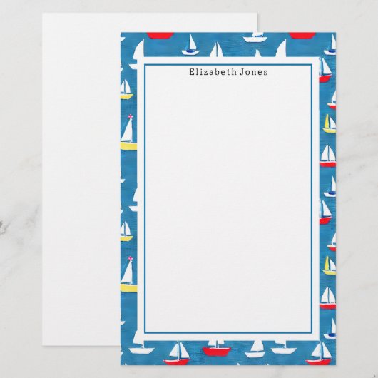 帆船パターン 便箋 (正面/裏面)